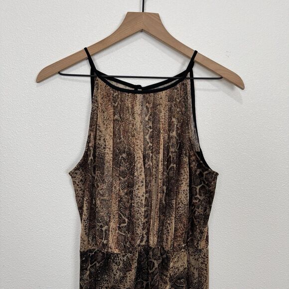 Vtg Candalite Dress Womens Medium Brown Sparkle Maxi Cocktail Event Tulle Ruched - Picture 2 of 16